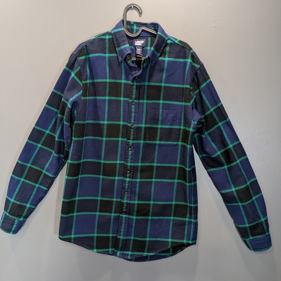 Lands' End Men's Tall Medium Flannel Plaid Shirt Tailored Fit 15-15.5 - Picture 4 of 6